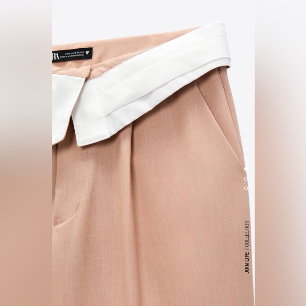 Zara Pink High-Waisted Folded Pants - Picture 2 of 8